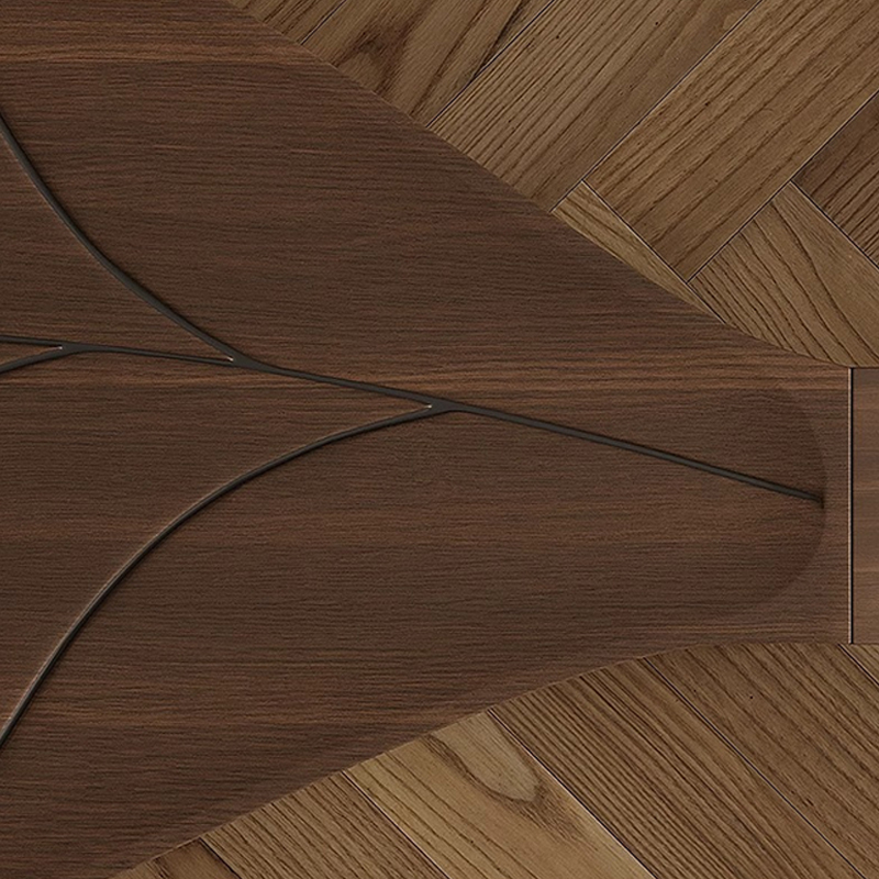 木目調リーフモチーフセンターテーブル