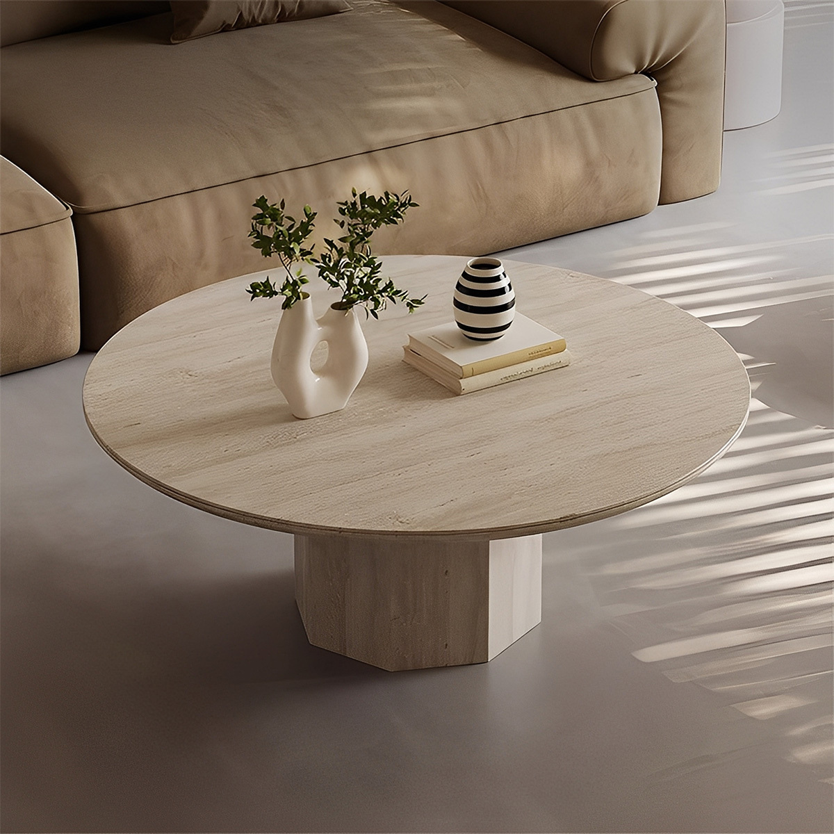 イタリアンモダントラバーチン調センターテーブル – CAGUUU