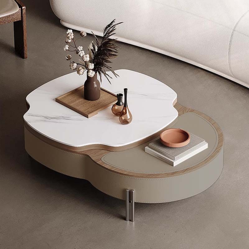 大理石調レザーローテープル