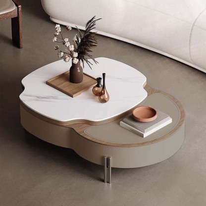 大理石調レザーローテープル