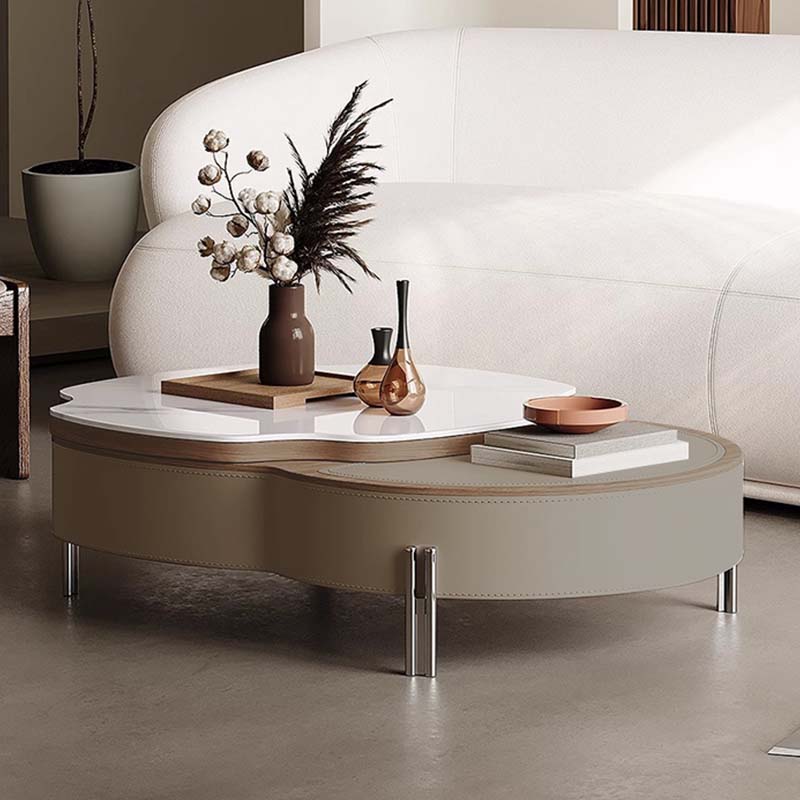 大理石調レザーローテープル | レザー×ストーン柄の新鮮ミックス – CAGUUU