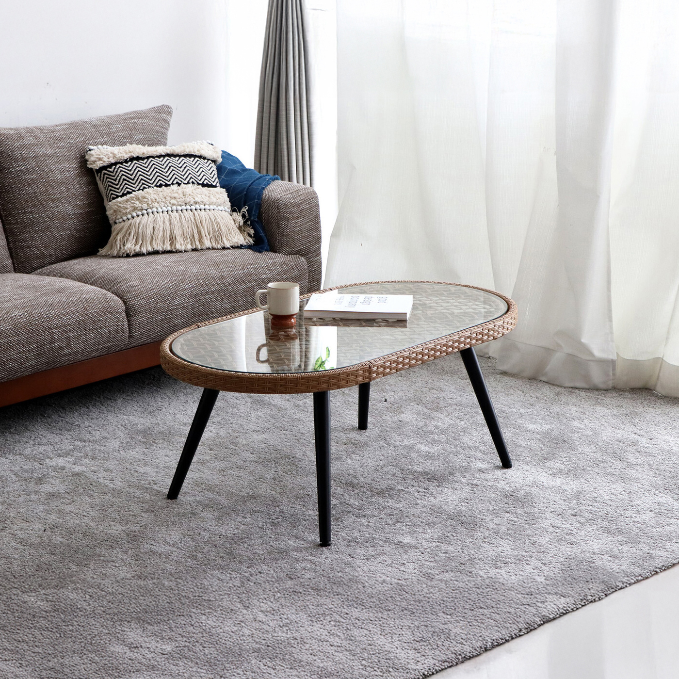 アジアンガラスリビングテーブル