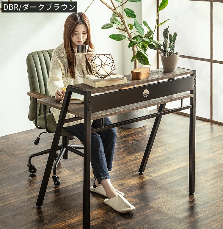 木柄スチール脚スタイリッシュデザインデスク
