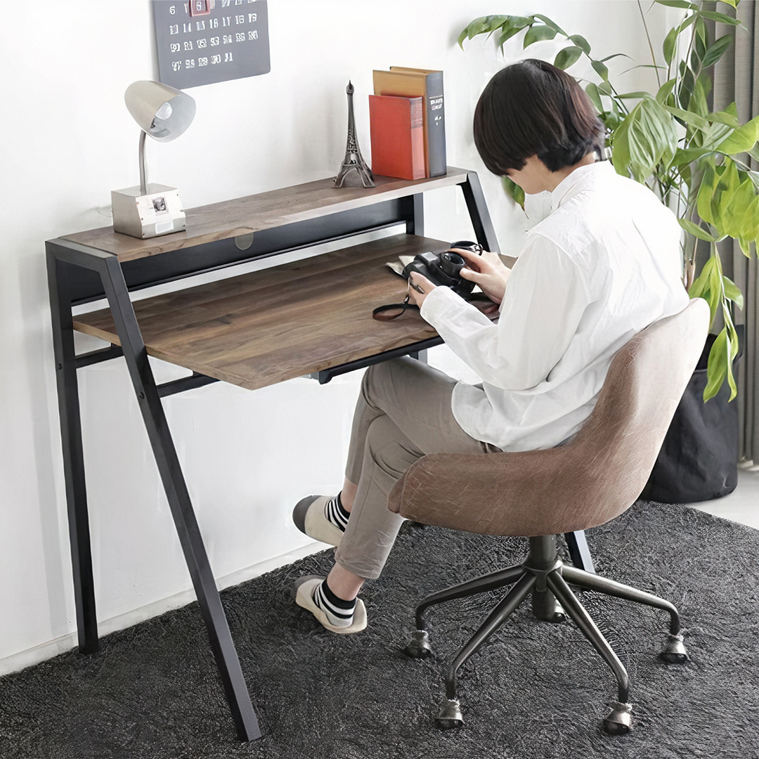 木柄スチール脚スタイリッシュデザインデスク