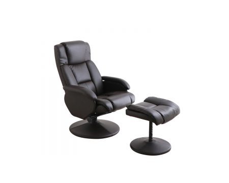 PUレザーリクライニングチェア＆オットマンセット