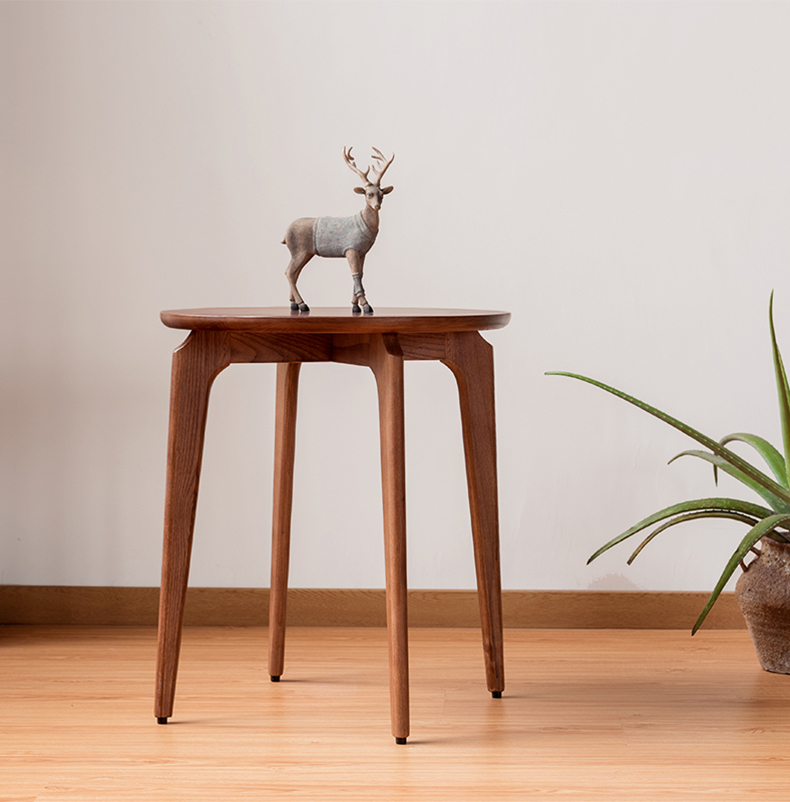 ホワイトアッシュ材 ラウンドサイドテーブル | 北欧風の温もり 高耐久