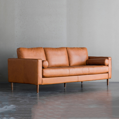 ヴィンテージデザイントップグレインレザーソファ