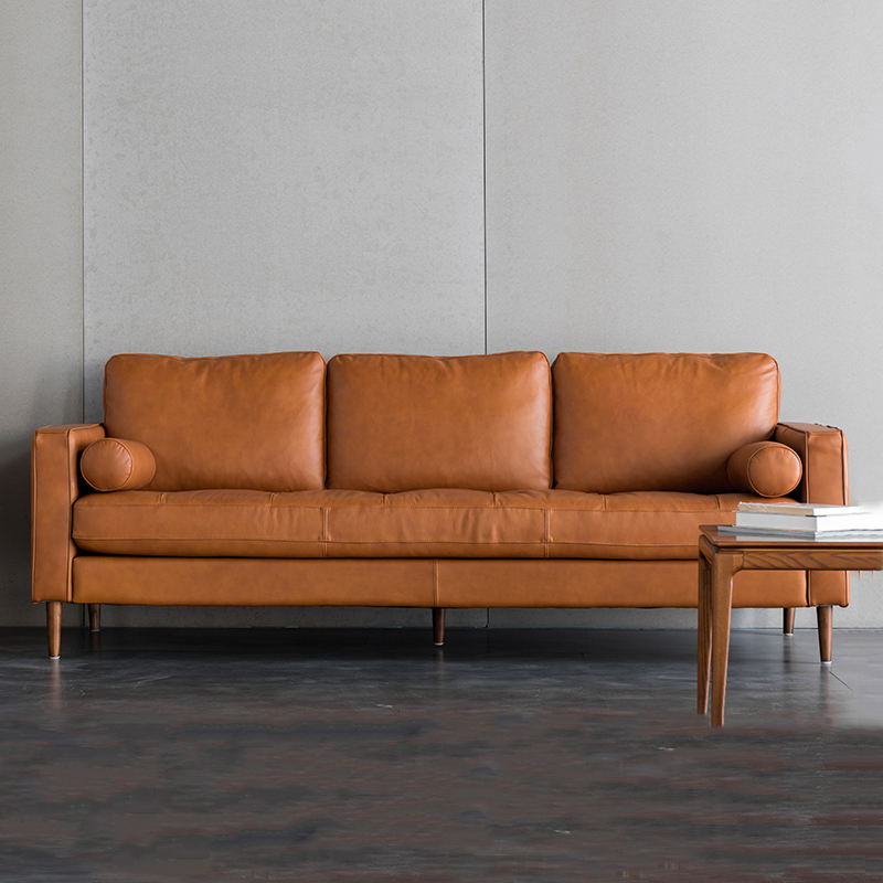 ヴィンテージデザイントップグレインレザーソファ
