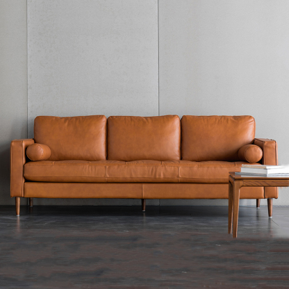 ヴィンテージデザイントップグレインレザーソファ