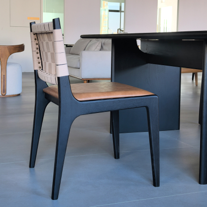 モダン編み込み背もたれダイニングチェア | 快適なサポートと耐久性を