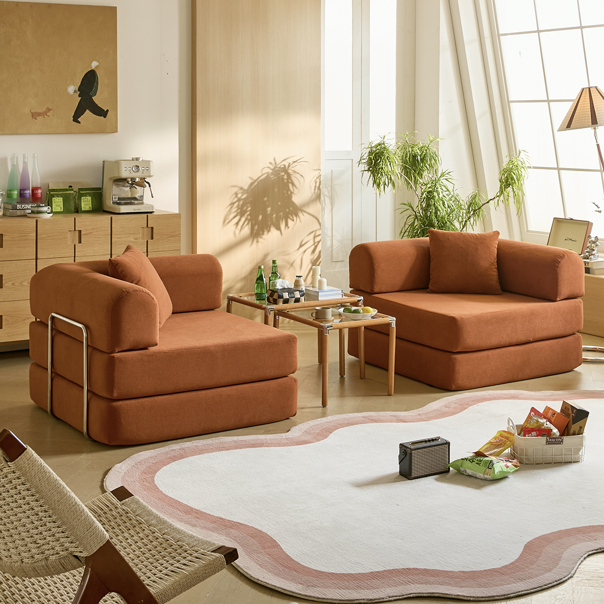 【売れ筋】Soft Prime レトロモダンソファベッド｜20色以上から選べるコーデュロイ2WAY【色カスタマイズ可】 | くつろぎと実用性を一体化した心地よい設計tRE