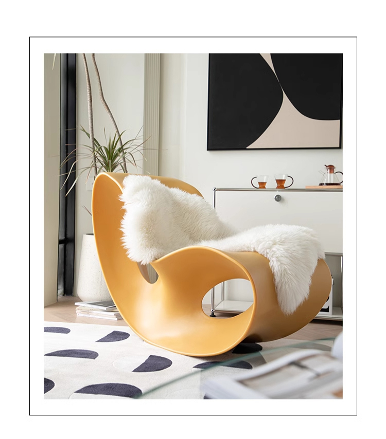 モダン風デザインロッキングチェア | ハイバックカーブと快適な揺れ幅