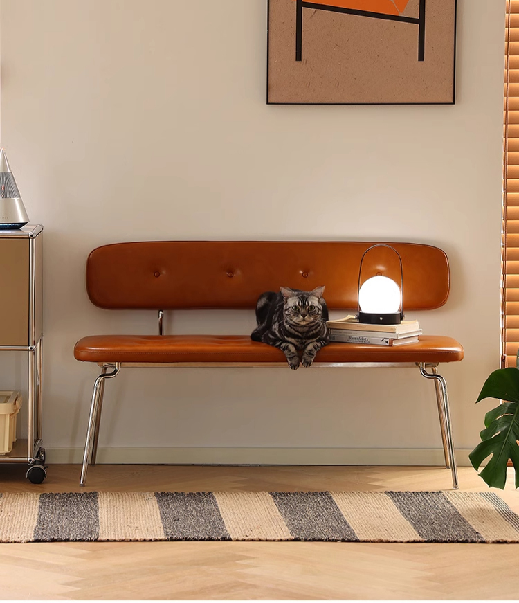 イタリアンレザーベンチ | 滑らかな質感と洗練された佇まいが