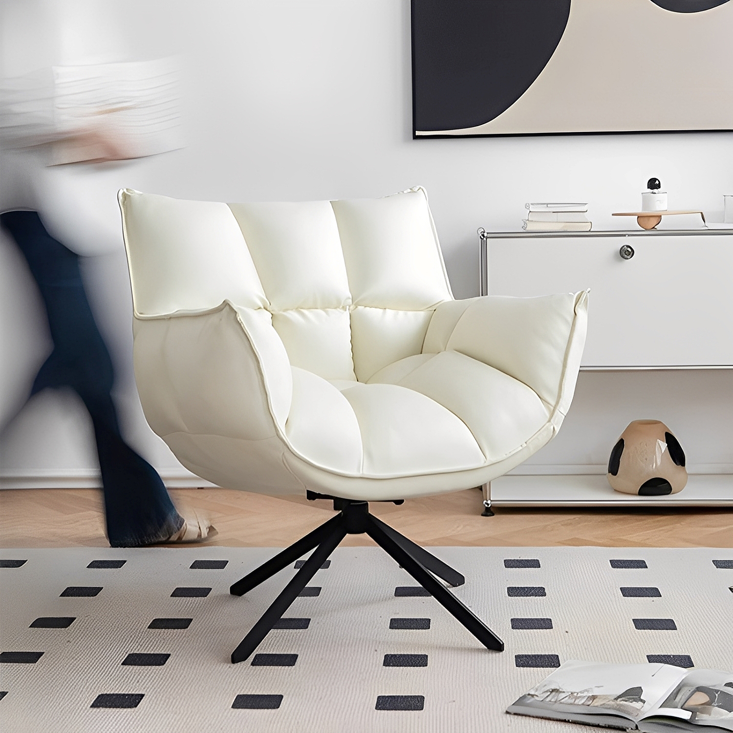 イタリアン回転式ソファチェア | くるりと向きを変えやすく、座り心地