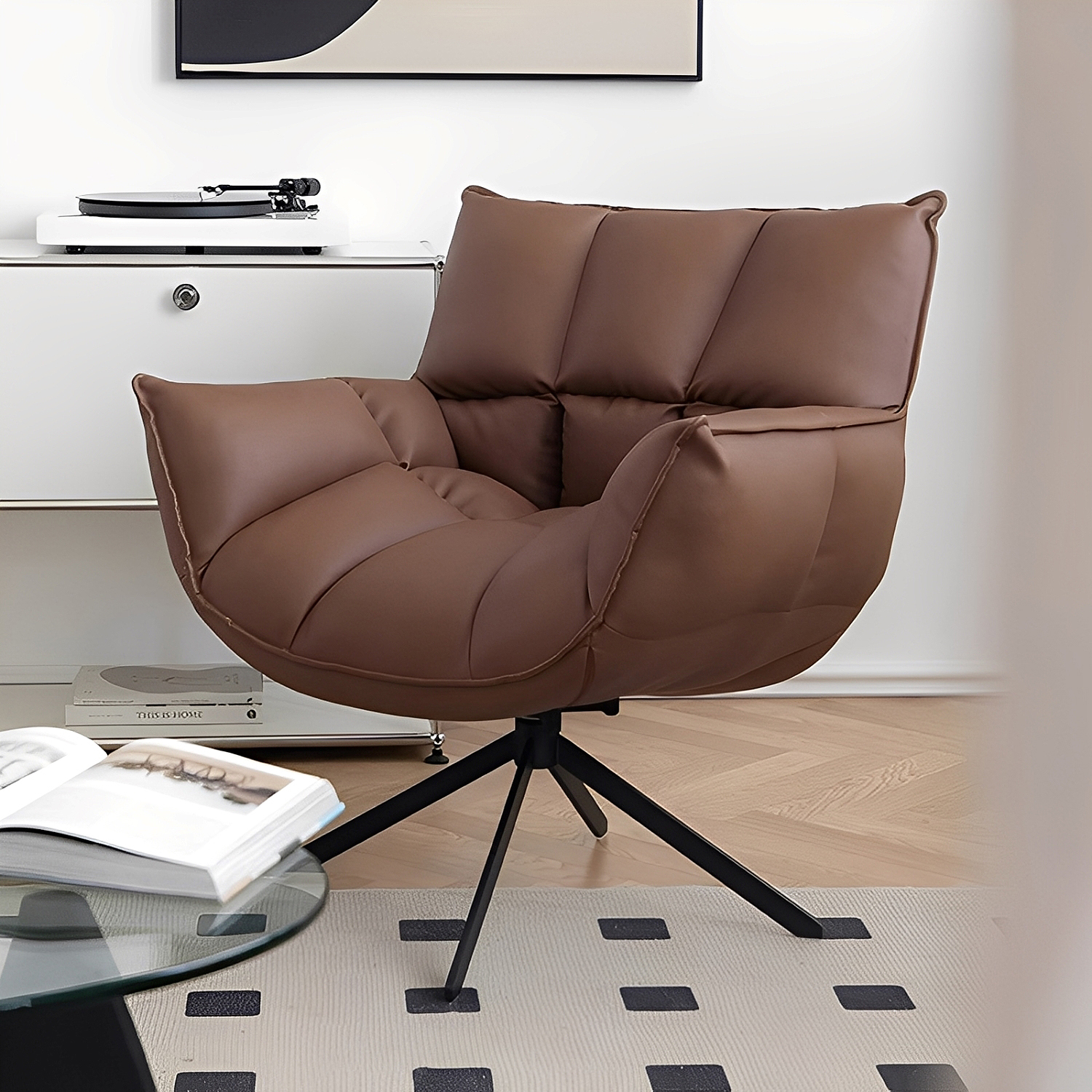イタリアン回転式ソファチェア | くるりと向きを変えやすく、座り心地