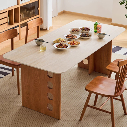 Woody Prime Cherry 天然木トラバーチンダイニングテーブル – CAGUUU