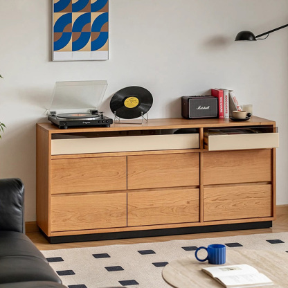 Woody Prime Cherry 天然木8マスレトロチェスト | 大容量収納と洗練