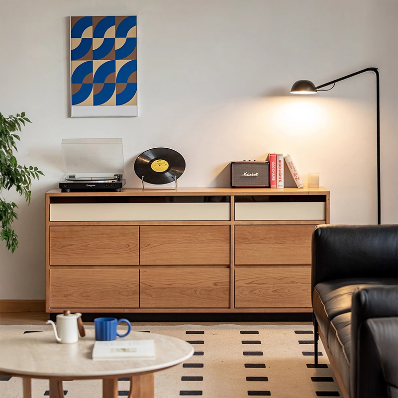 Woody Prime Cherry 天然木8マスレトロチェスト