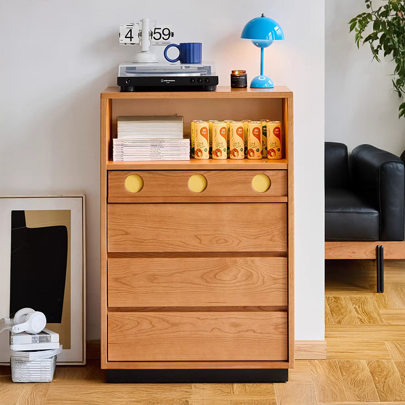 Woody Prime Cherry レトロデザイン5段キャビネット