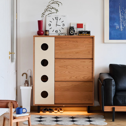 Woody Prime Cherry レトロフラップ式シューズラック | コンパクトに