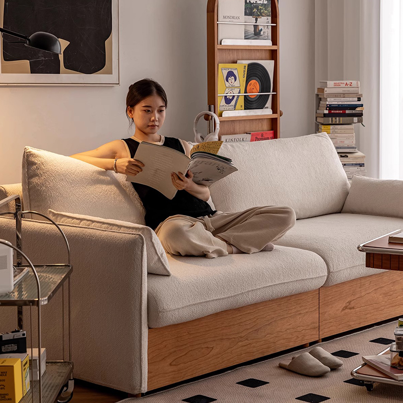 Woody Prime Cherry 大容量収納シェニール織ソファ | 柔らかな手触りと