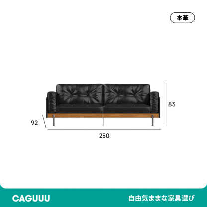 レザースタイルブラックソファ