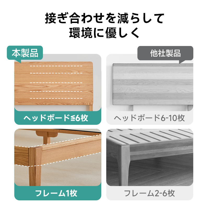 オーク材 シンプルベッド