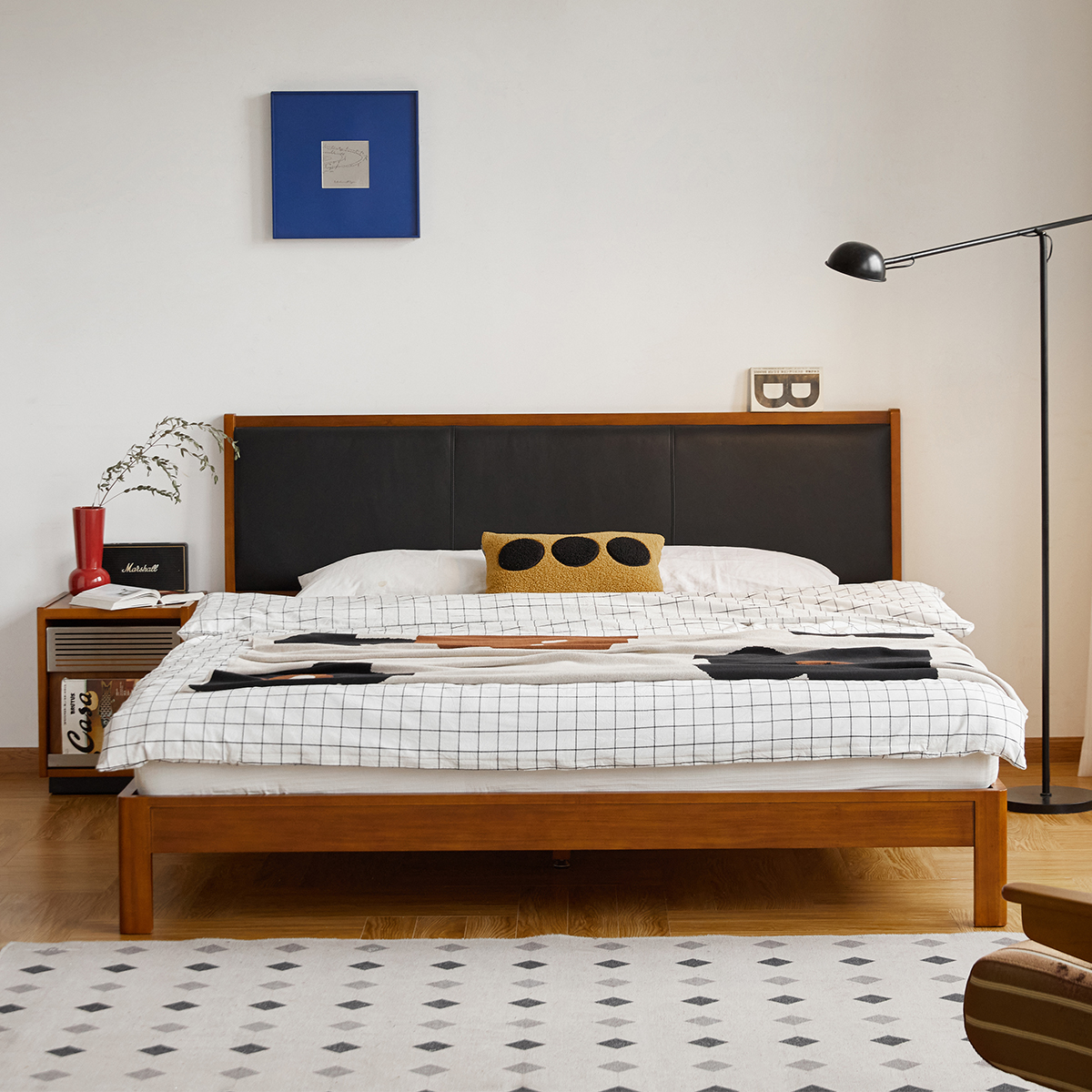 Woody Prime Boxツゲ材 レザーボードクラシックベッド | 高級感と快適