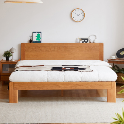 Woody Prime Cherry シンプルデザインベッド | 高級感と耐久性を