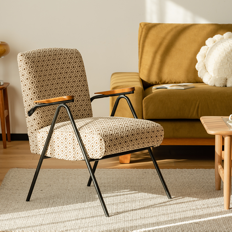 ジャカード織レトロソファチェア
