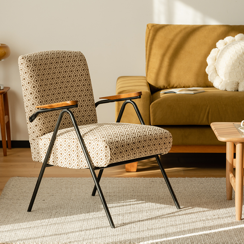 ジャカード織レトロソファチェア