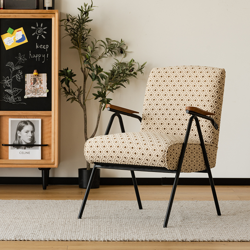 ジャカード織レトロソファチェア