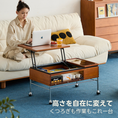 コーヒーテーブル　ハンドメイド製品 センターテーブル ディスプレイラック ローテーブル テーブル 小さめ 幅75cm 奥行40cm 高さ40cm コーヒー
