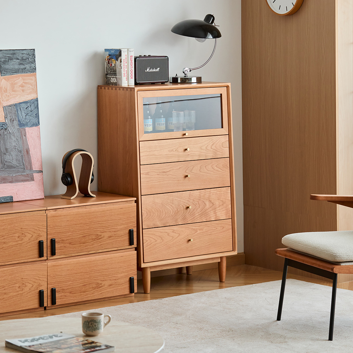 Woody Prime Cherry 五段チェスト【高級天然チェリー材】 | 高級感と