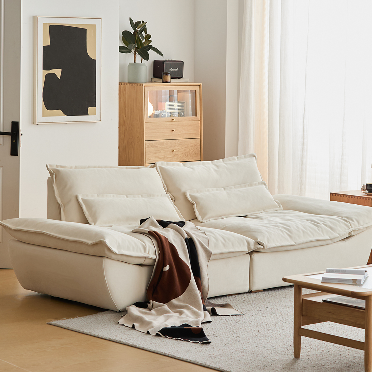 北欧風ワイドクッションソファ【カスタマイズ可】 – CAGUUU