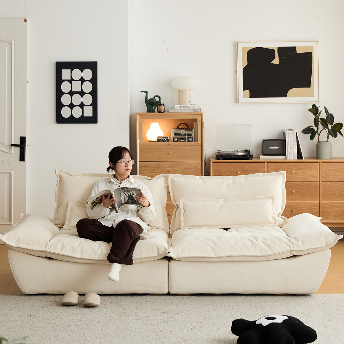 北欧風ワイドクッションソファ【カスタマイズ可】 – CAGUUU