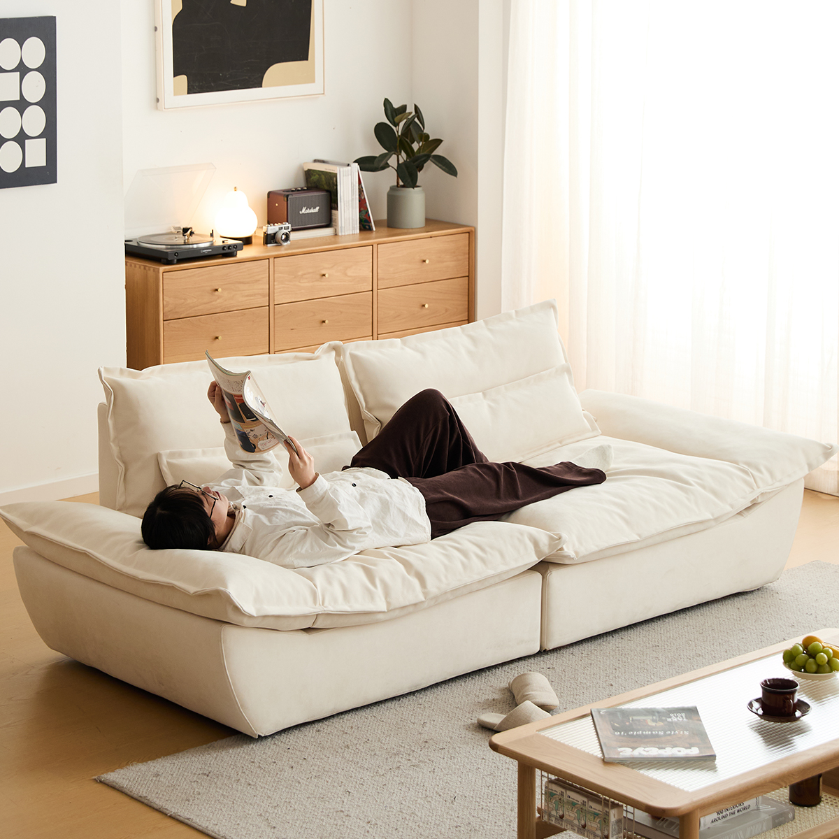 北欧風ワイドクッションソファ【カスタマイズ可】 – CAGUUU