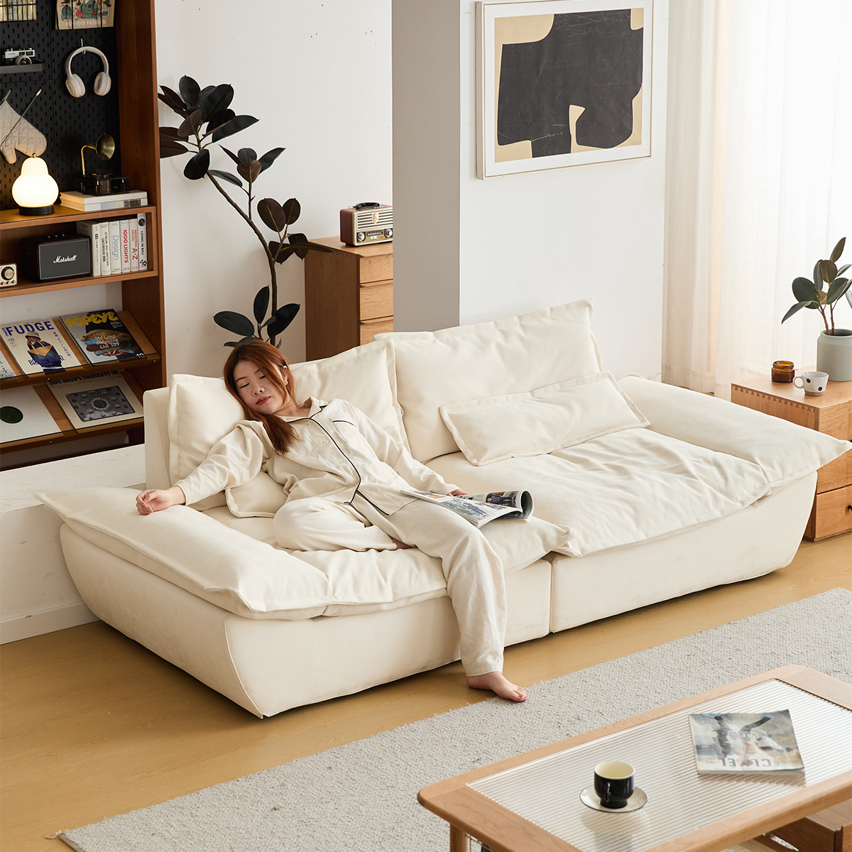 北欧風ワイドクッションソファ【カスタマイズ可】