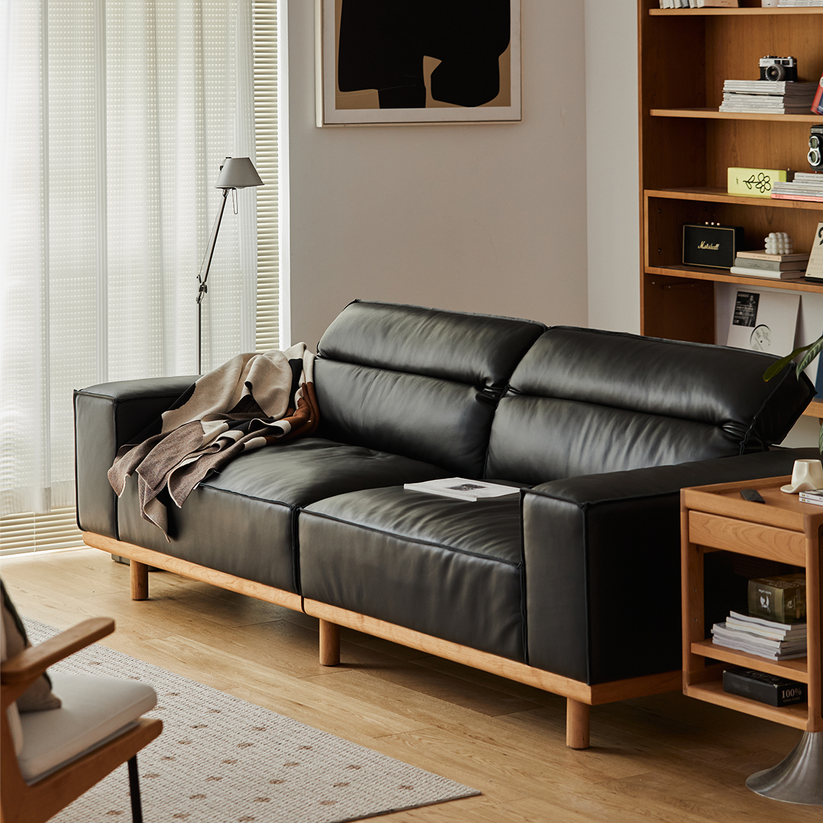 Woody Prime Cherry スクエアデザインローソファ【カスタマイズ可