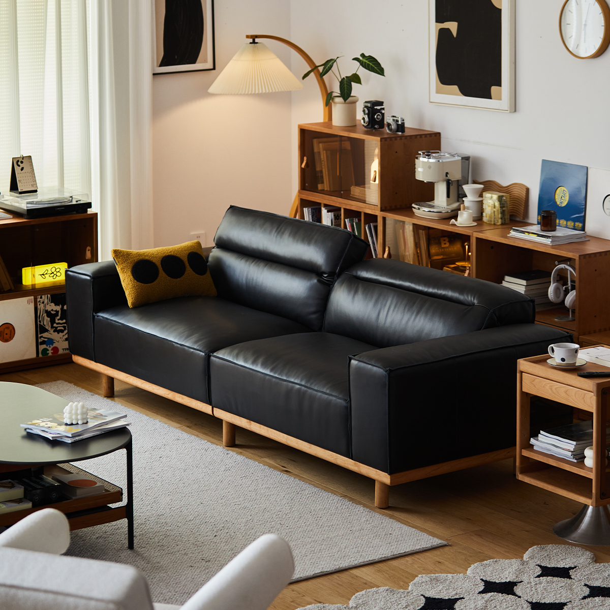 Woody Prime Cherry スクエアデザインローソファ【カスタマイズ可