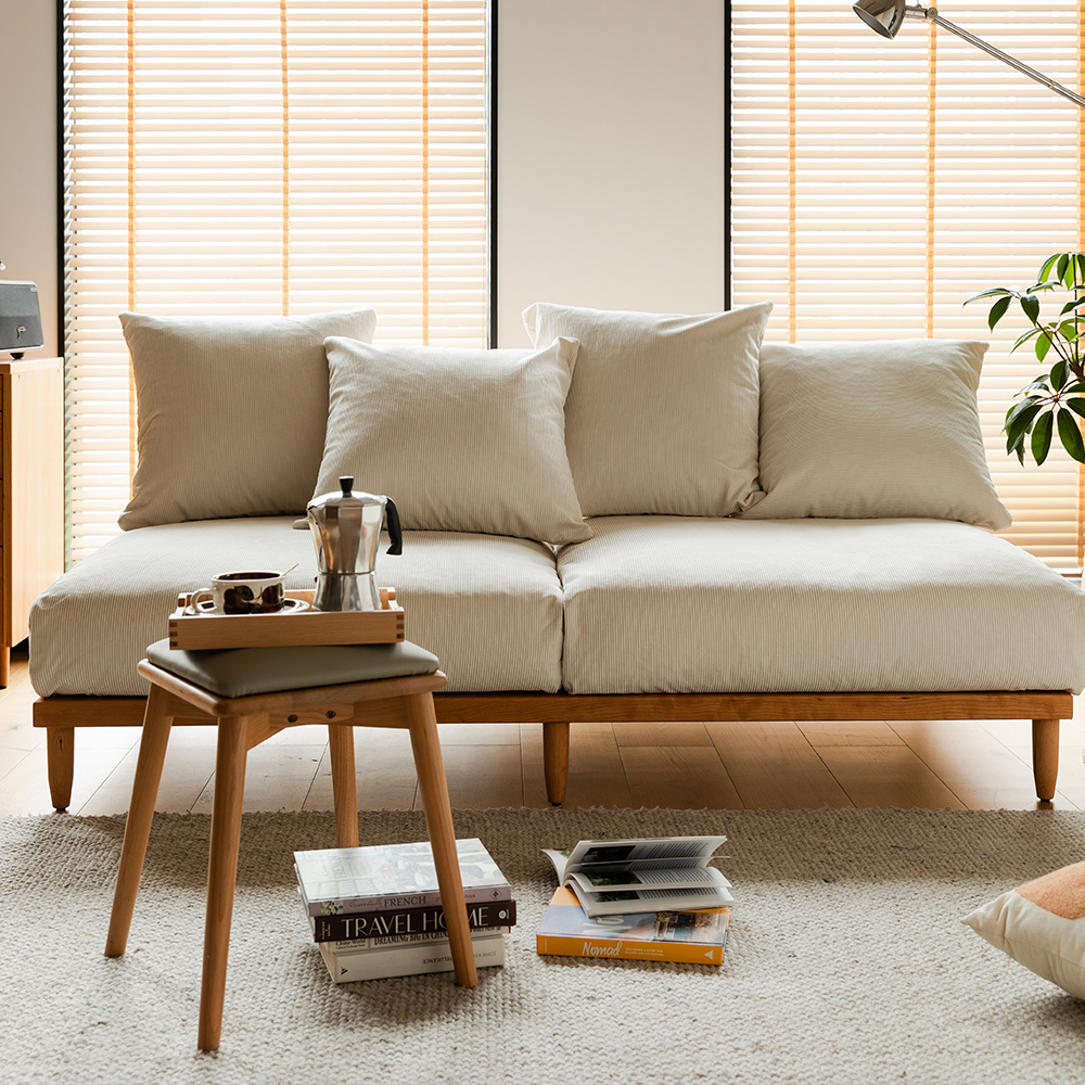 Woody Prime Cherry 格子フレームスクエアシステムソファ【カスタマイズ可】