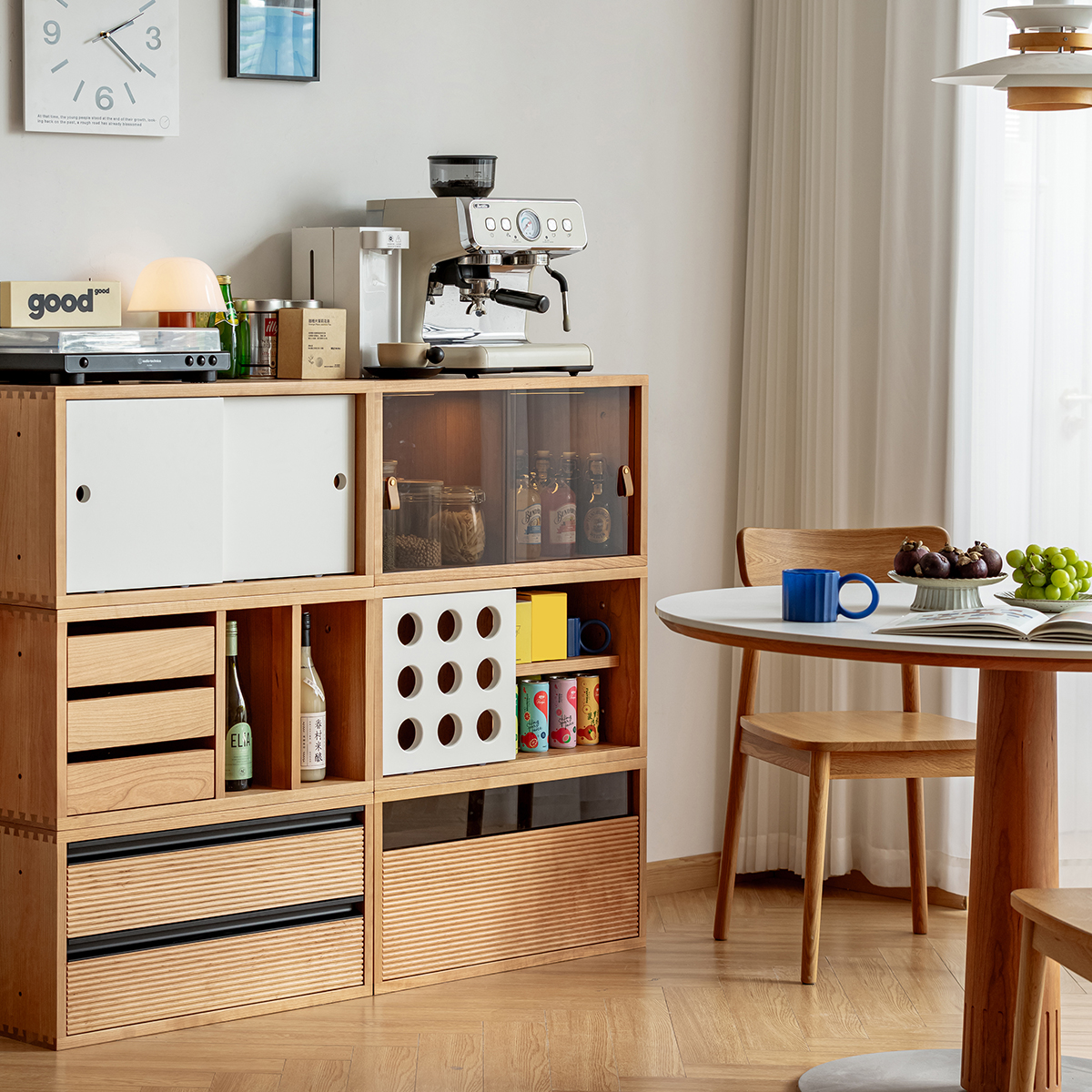 Woody Prime Cherry 組み合わせ木製収納ボックス