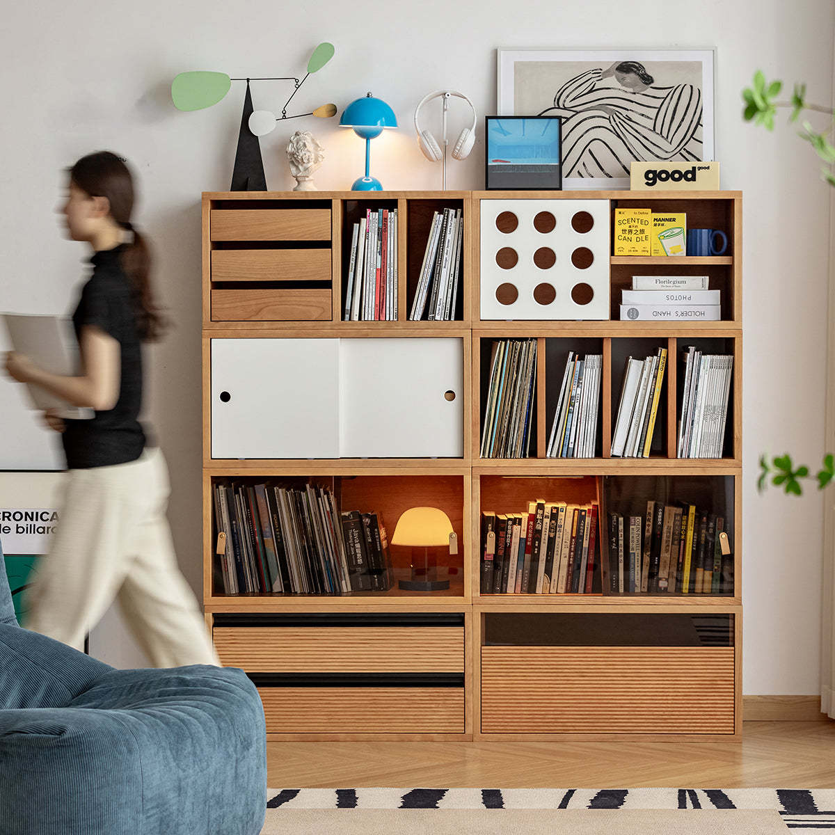 Woody Prime Cherry 組み合わせ木製収納ボックス | 北欧風デザインの多