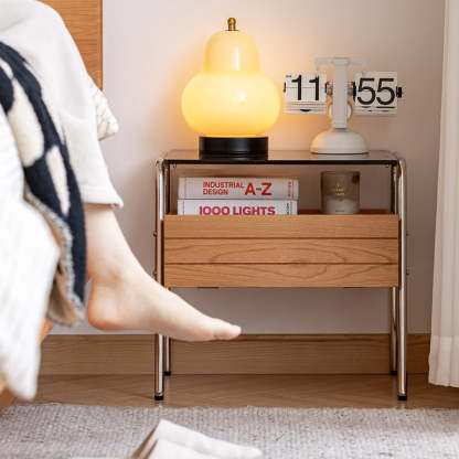 Woody Prime Cherry ガラストップサイドボード | ヴィンテージ感に