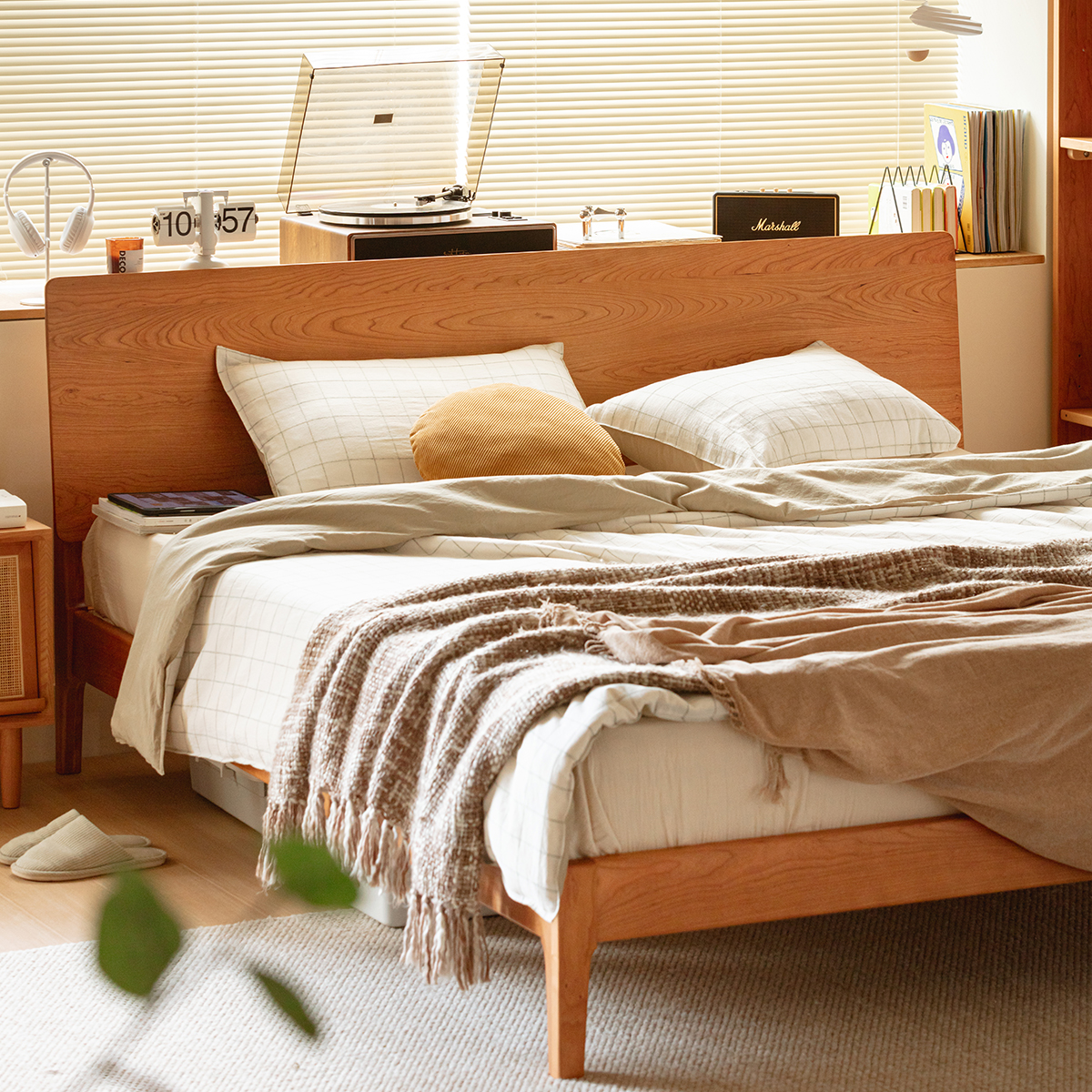 Woody Prime Cherry ナチュラルモダンベッド