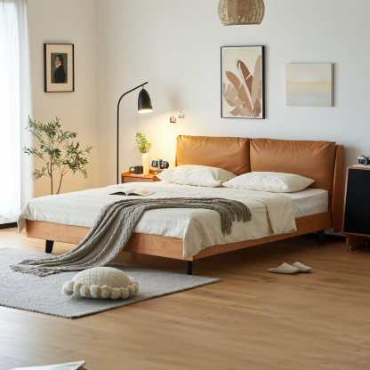 Woody Prime Cherry クッションパッド付木製ベッド