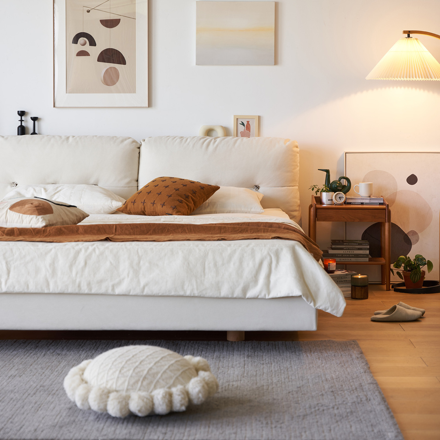 Woody Prime Cherry ふんわりクッション付き木製ベッド