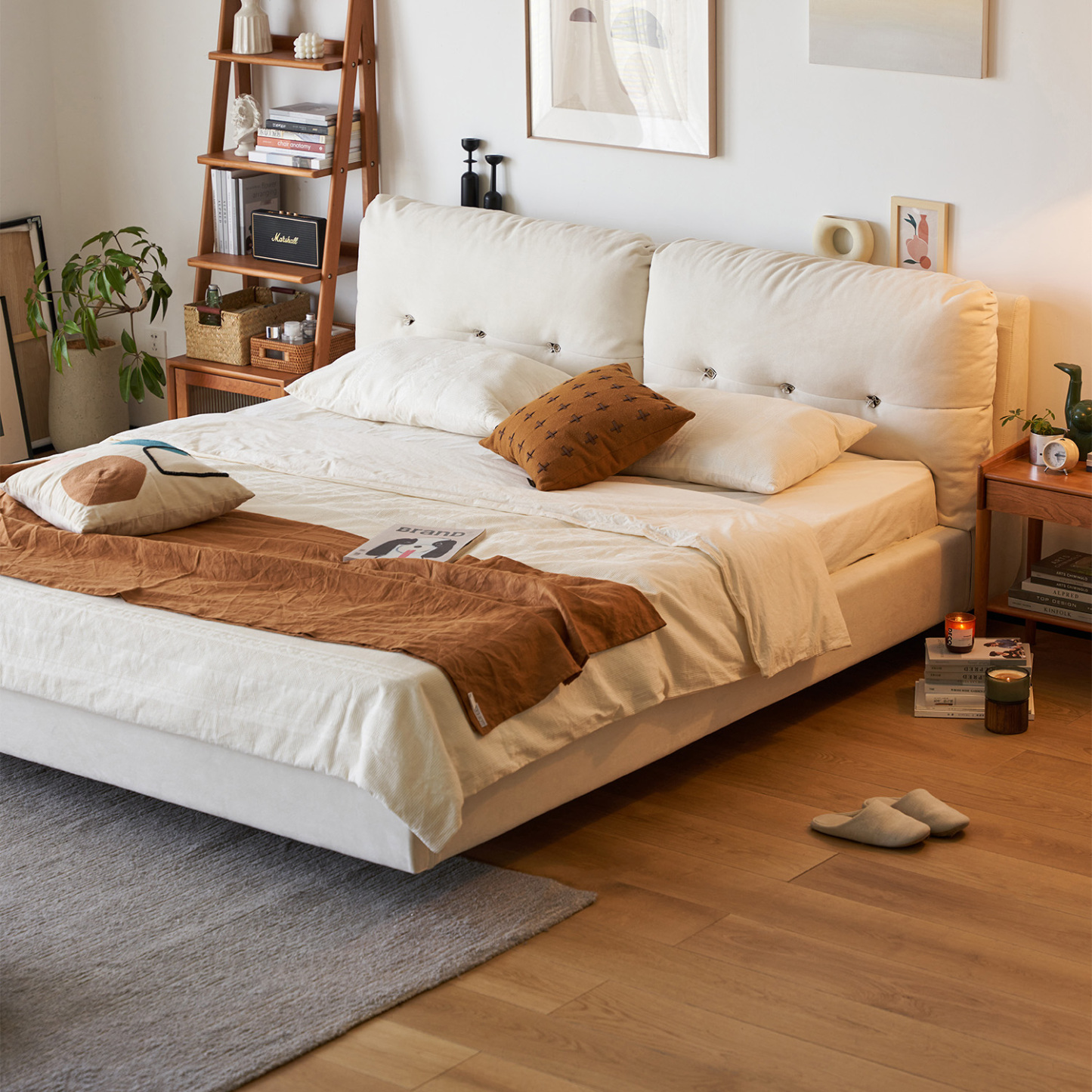 Woody Prime Cherry ふんわりクッション付き木製ベッド