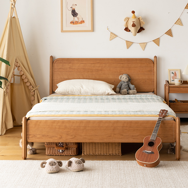 Woody Prime Cherry キッズ用木製シンプルベッド