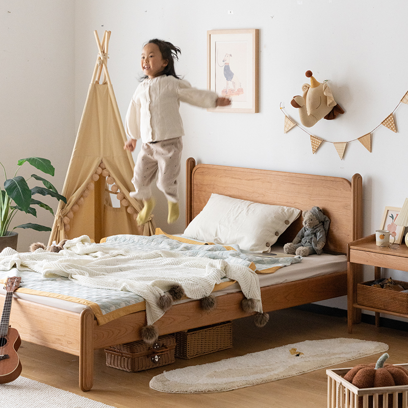 Woody Prime Cherry キッズ用木製シンプルベッド